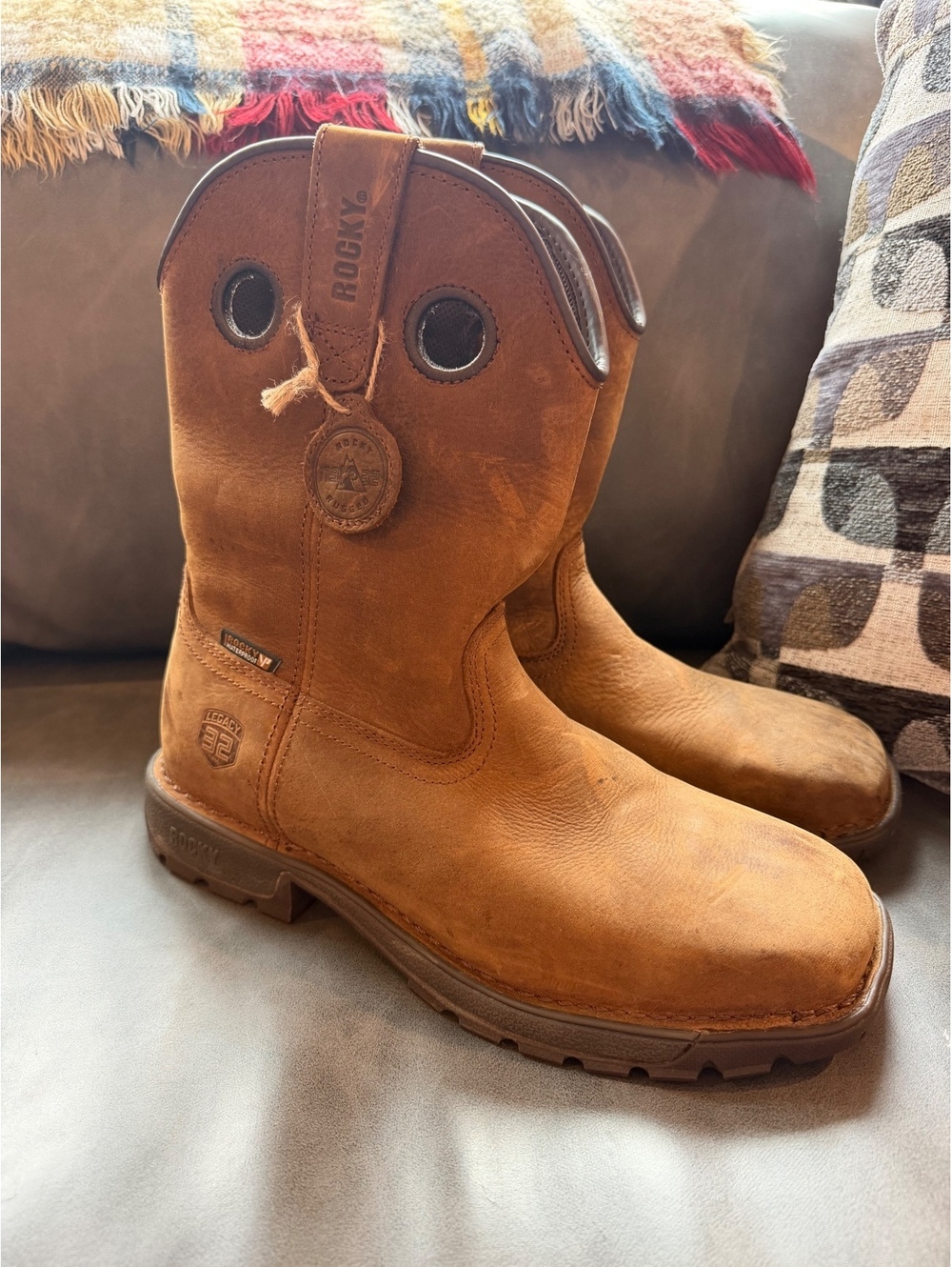 Rocky Legacy 32 RKW0339 Men 8.5M Waterproof Steel Toe Work Boots Brown Vibram